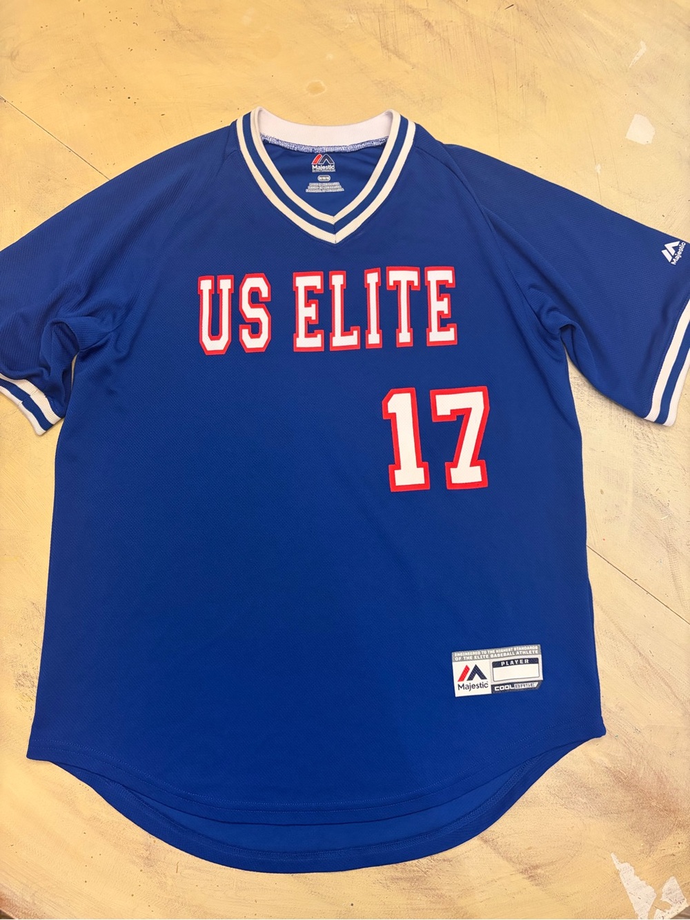 Vintage Mens Majestic US Elite Baseball jersey Blue #17 Size Medium